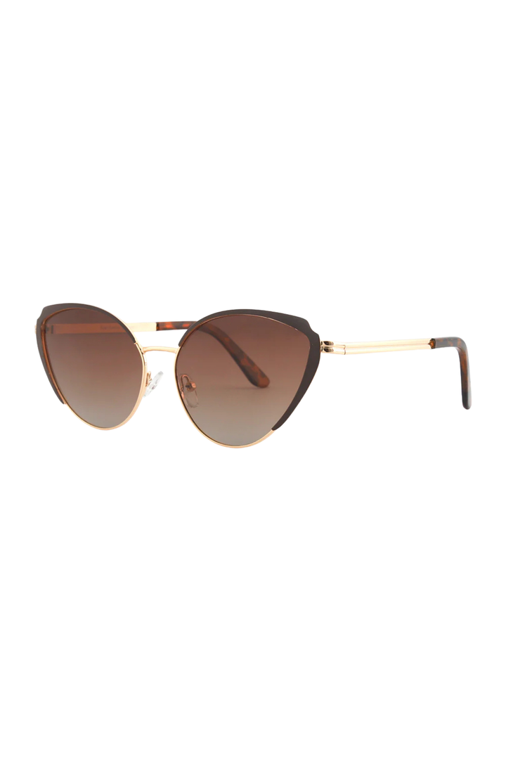 Lotus Sunglasses - Gold Frame w/Brown Cateye