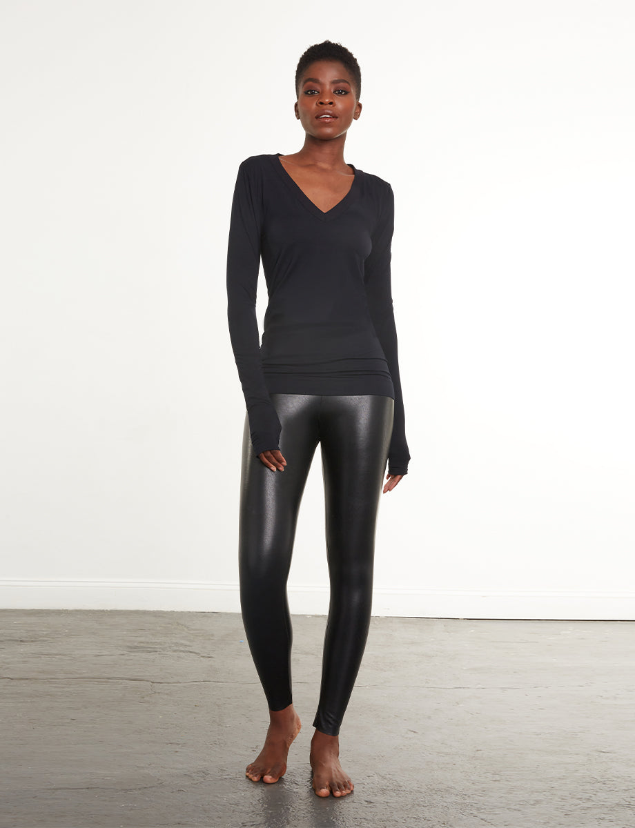 Faux Leather Legging - Black