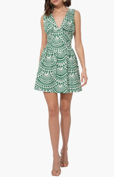 Maris Cotton Crochet Piped Mini Dress