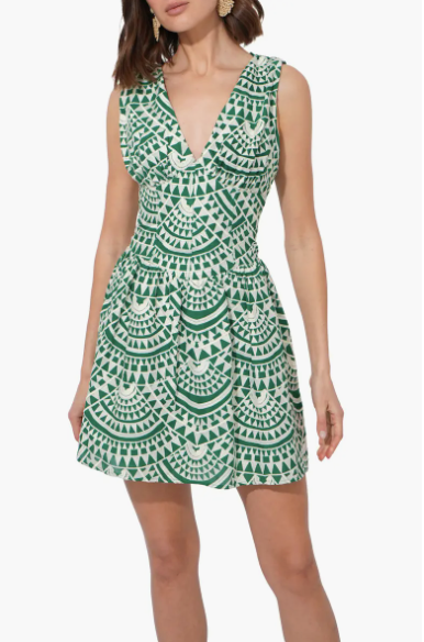 Maris Cotton Crochet Piped Mini Dress