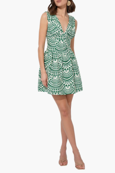 Maris Cotton Crochet Piped Mini Dress
