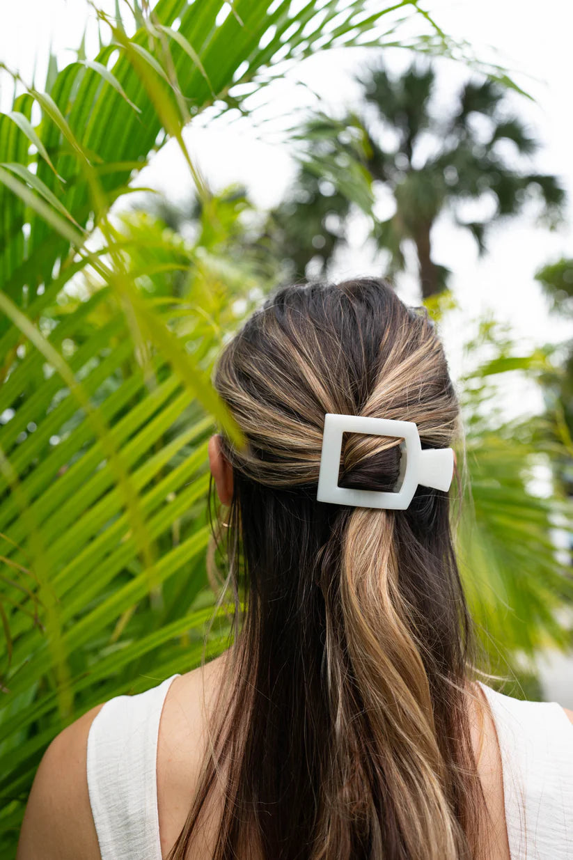 Medium Flat Square Clip - Coconut White