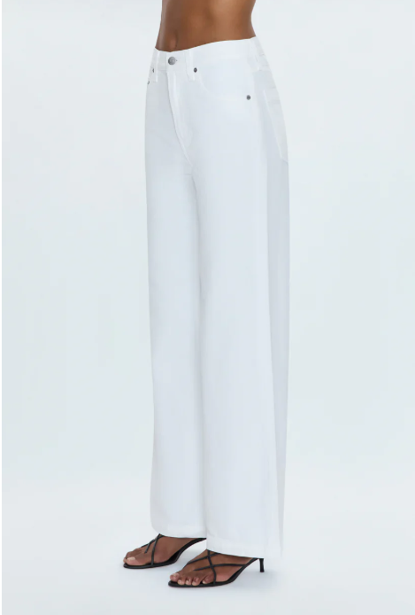 Jadyn Low Slung Palazzo Jean - Vivid White