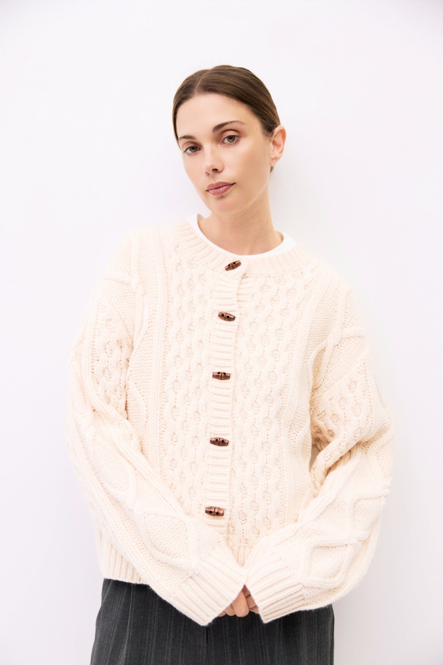 The Deena Cable Knit Sweater - Cream