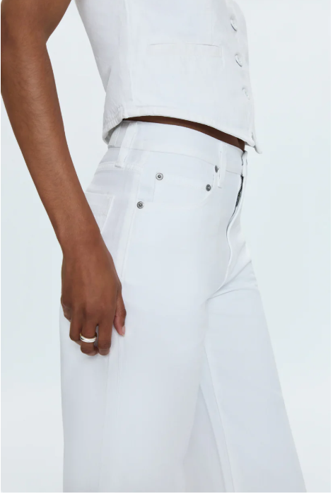 Jadyn Low Slung Palazzo Jean - Vivid White