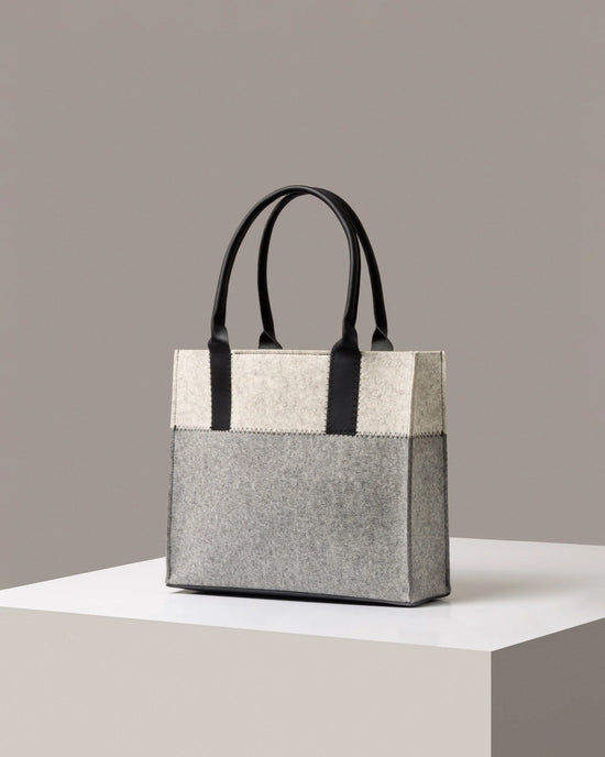 Jaunt Merino Wool Midi Tote - Granite/ Heather White/Black
