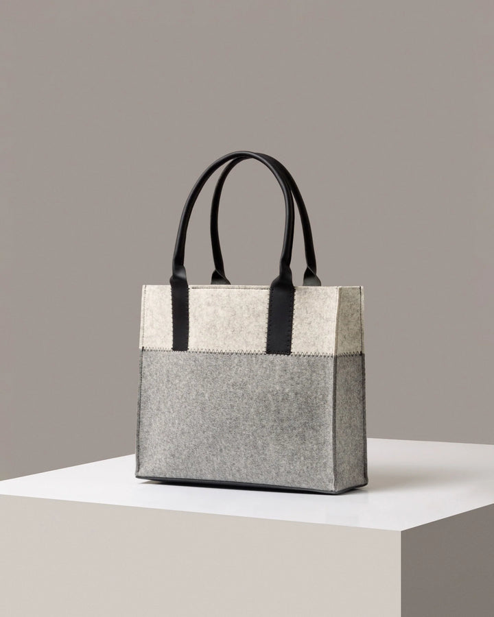 Jaunt Merino Wool Midi Tote - Granite/ Heather White/Black