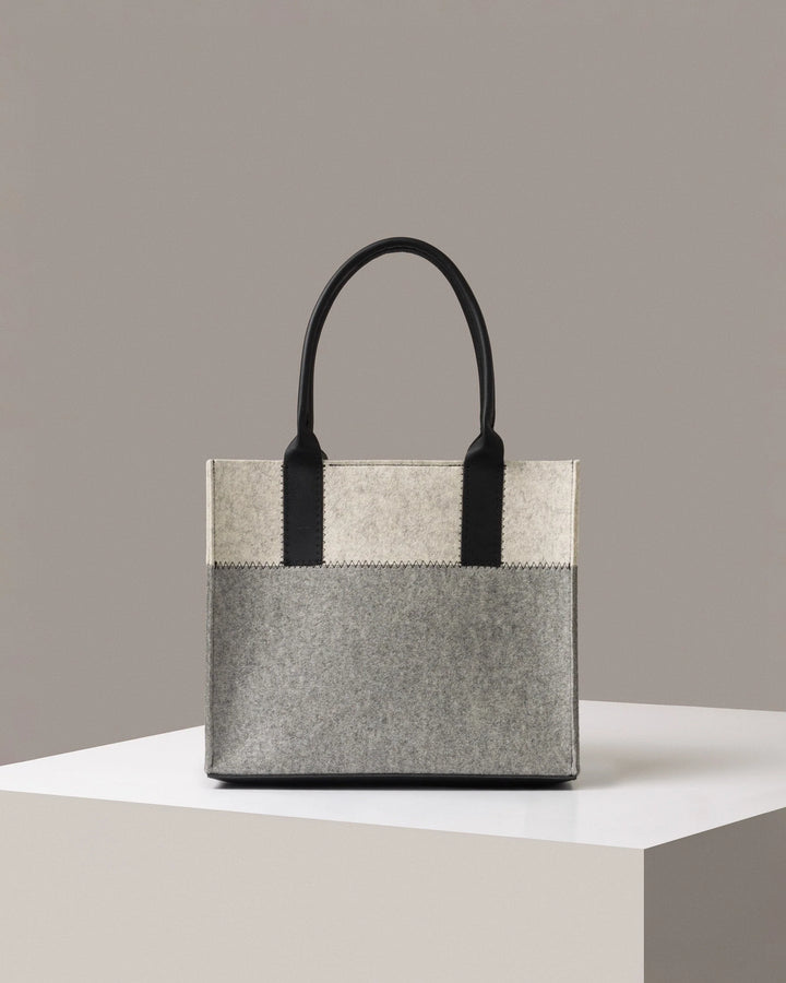 Jaunt Merino Wool Midi Tote - Granite/ Heather White/Black