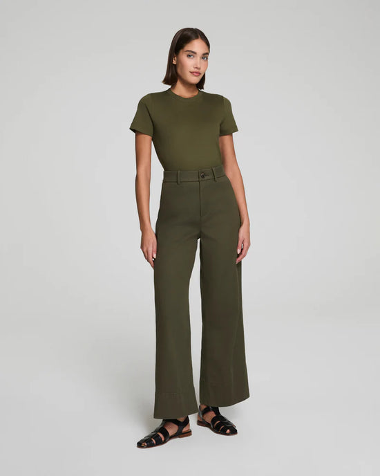 Cropped Wide Leg Pant - Dark Pine