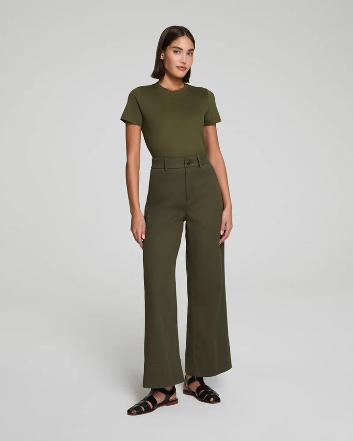 Cropped Wide Leg Pant - Dark Pine