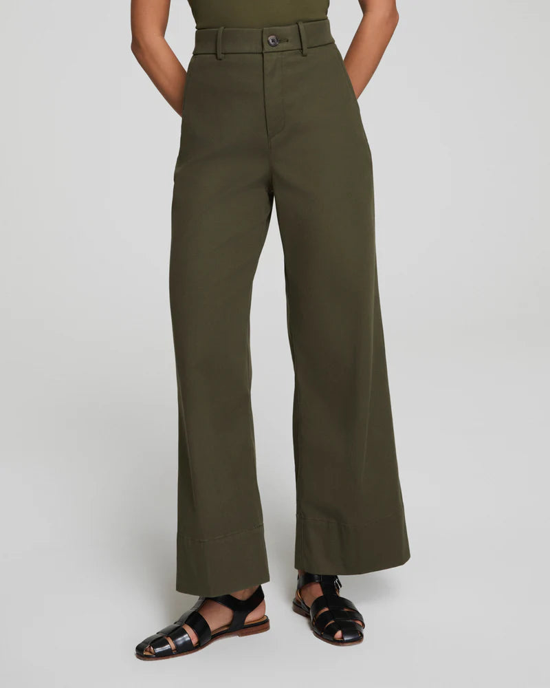 Cropped Wide Leg Pant - Dark Pine