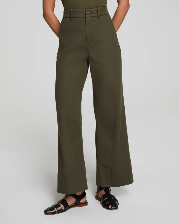 Cropped Wide Leg Pant - Dark Pine