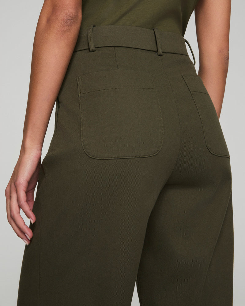 Cropped Wide Leg Pant - Dark Pine