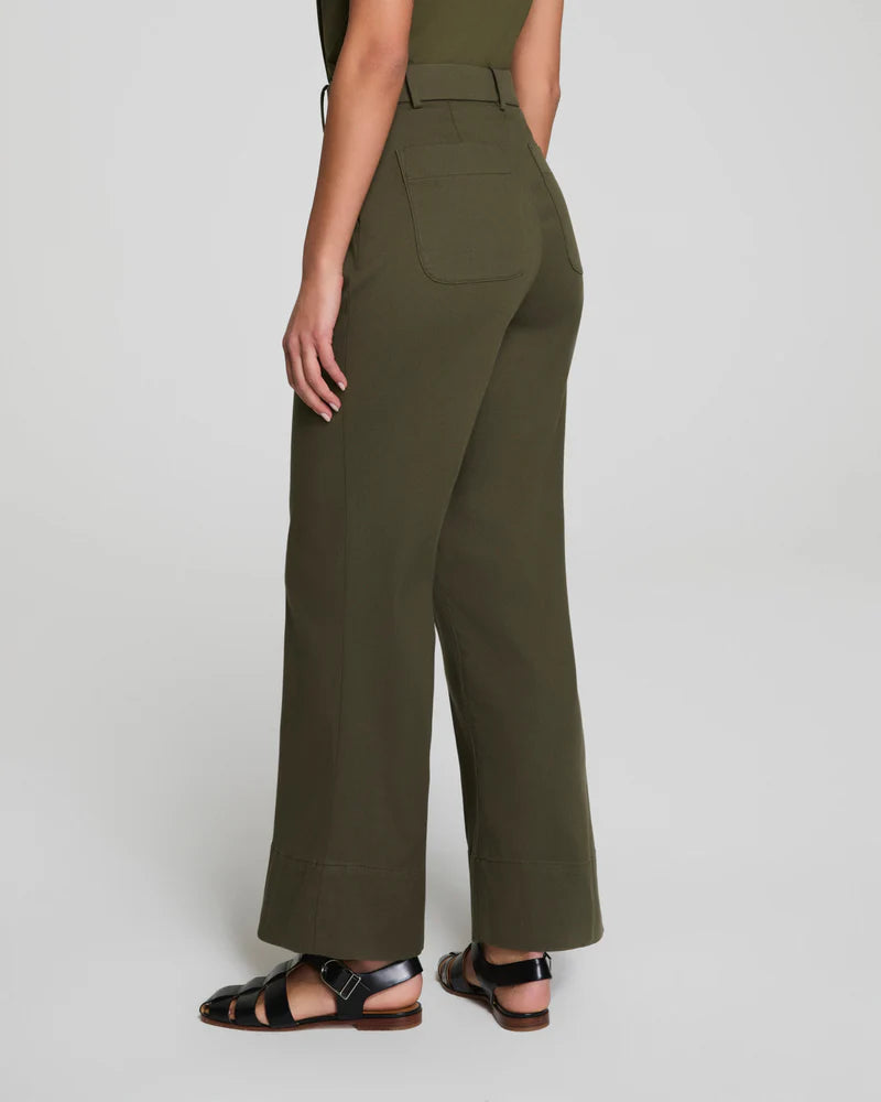 Cropped Wide Leg Pant - Dark Pine