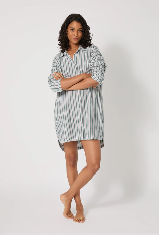 High Low Flannel Boyfriend Shirt - Peppermint