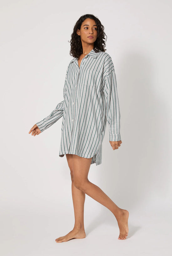 High Low Flannel Boyfriend Shirt - Peppermint