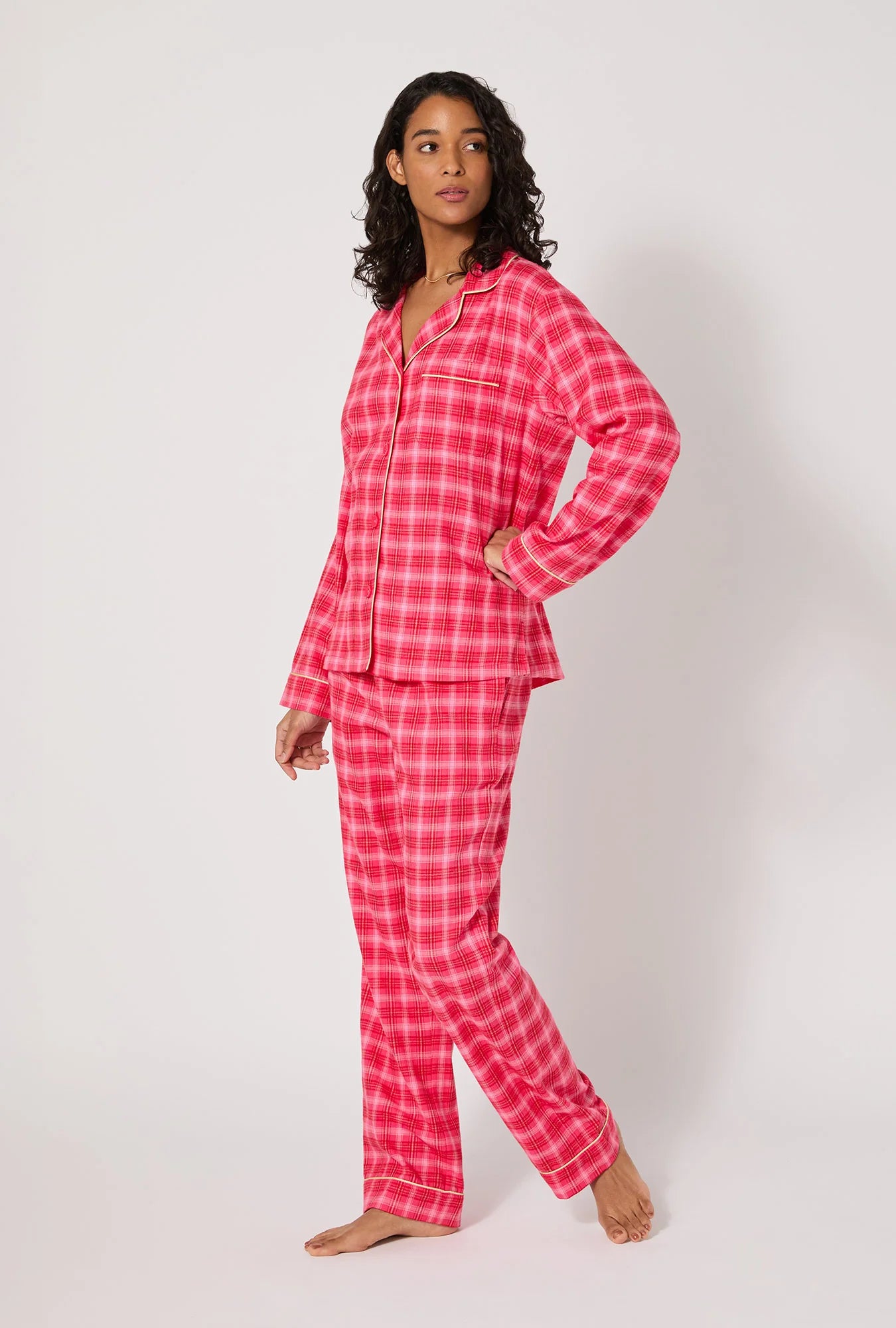 Long Sleeve Classic Woven Portuguese Flannel PJ Set, Wonderland Plaid