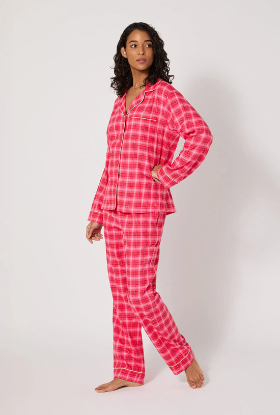 Long Sleeve Classic Woven Portuguese Flannel PJ Set, Wonderland Plaid