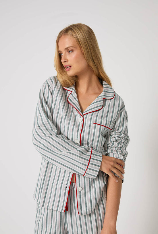 Long Sleeve Classic Woven PJ Set - Peppermint Stripe