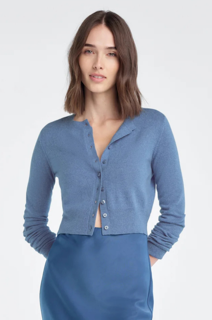 The Cropped Rebecca Cardigan - River Blue