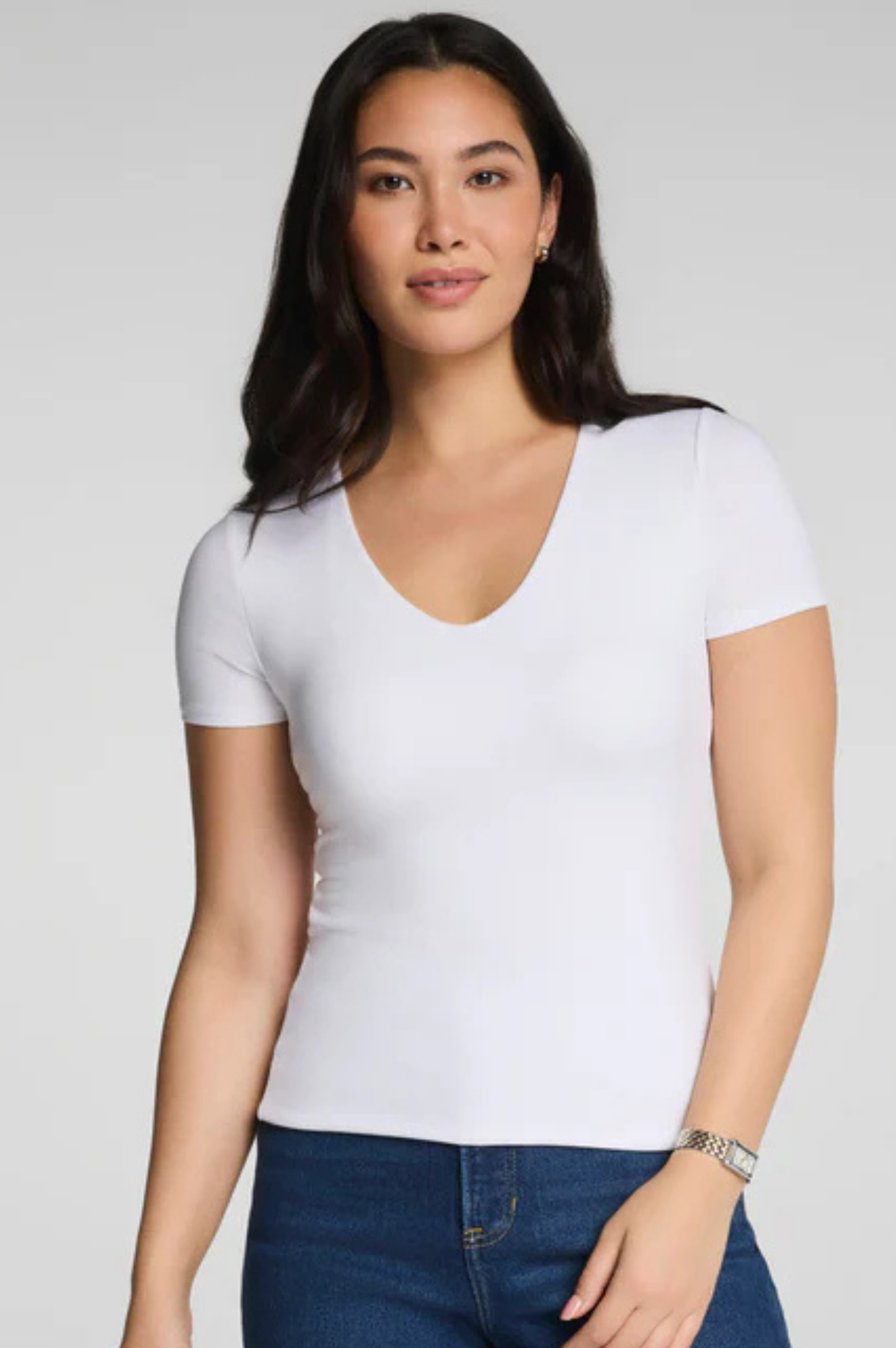 Spanxsmooth Jersey V-neck Tee - Classic White