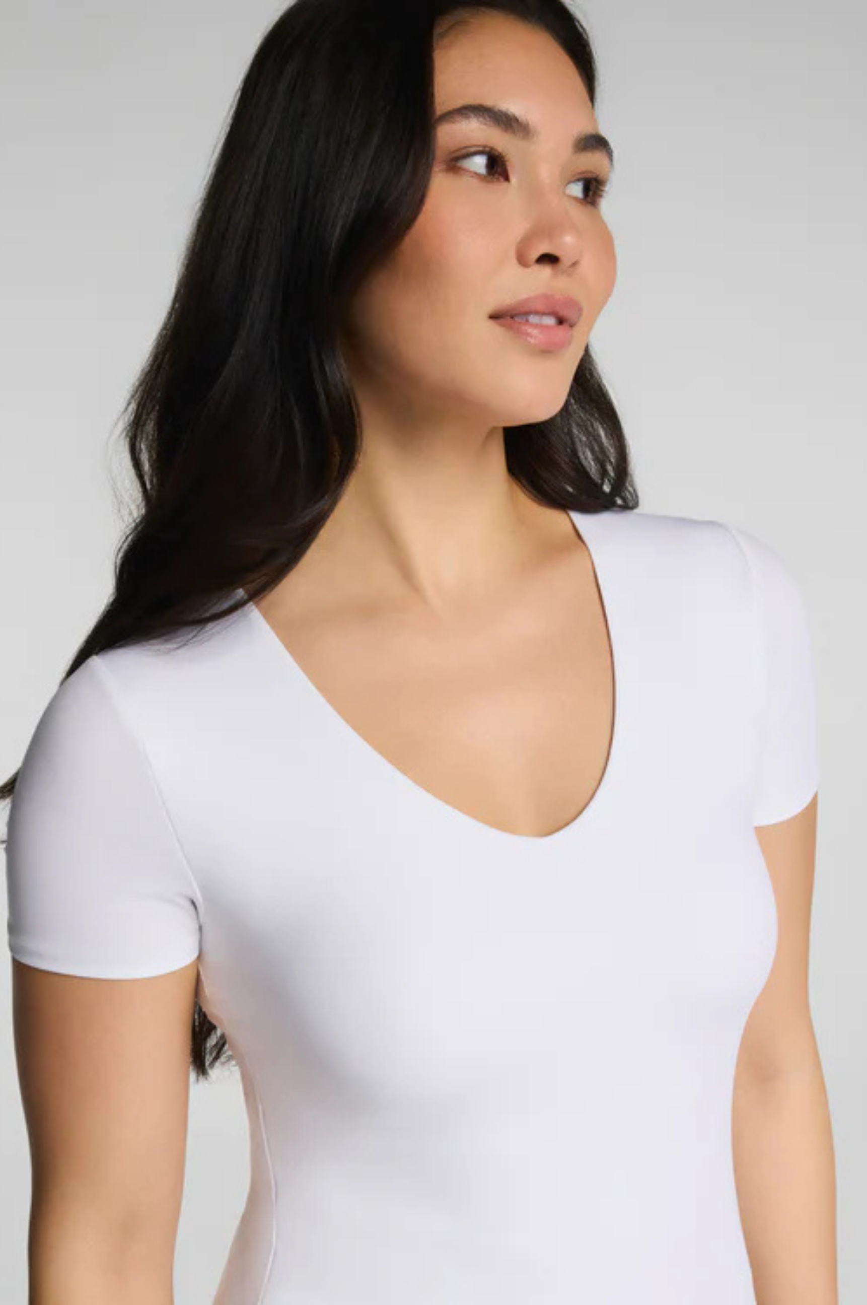 Spanxsmooth Jersey V-neck Tee - Classic White