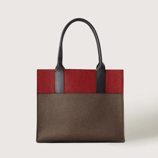 Jaunt Merino Wool Midi Tote - Tobacco/Cherry Black