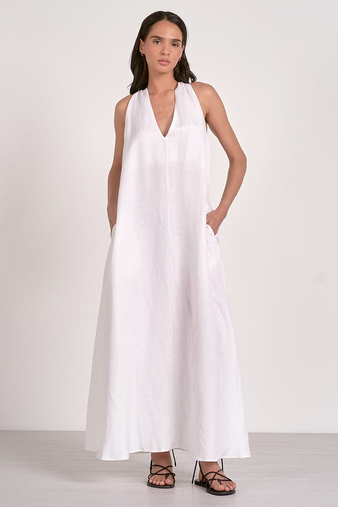 Maxi Sleeveless V-Neck Dress - White