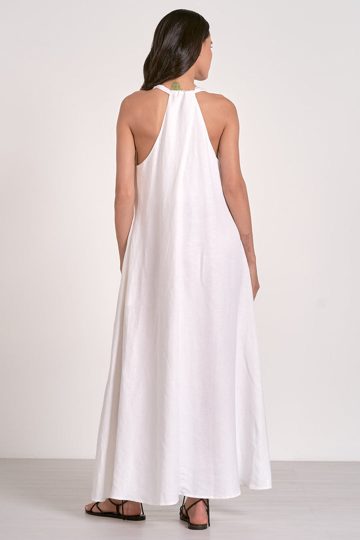 Maxi Sleeveless V-Neck Dress - White