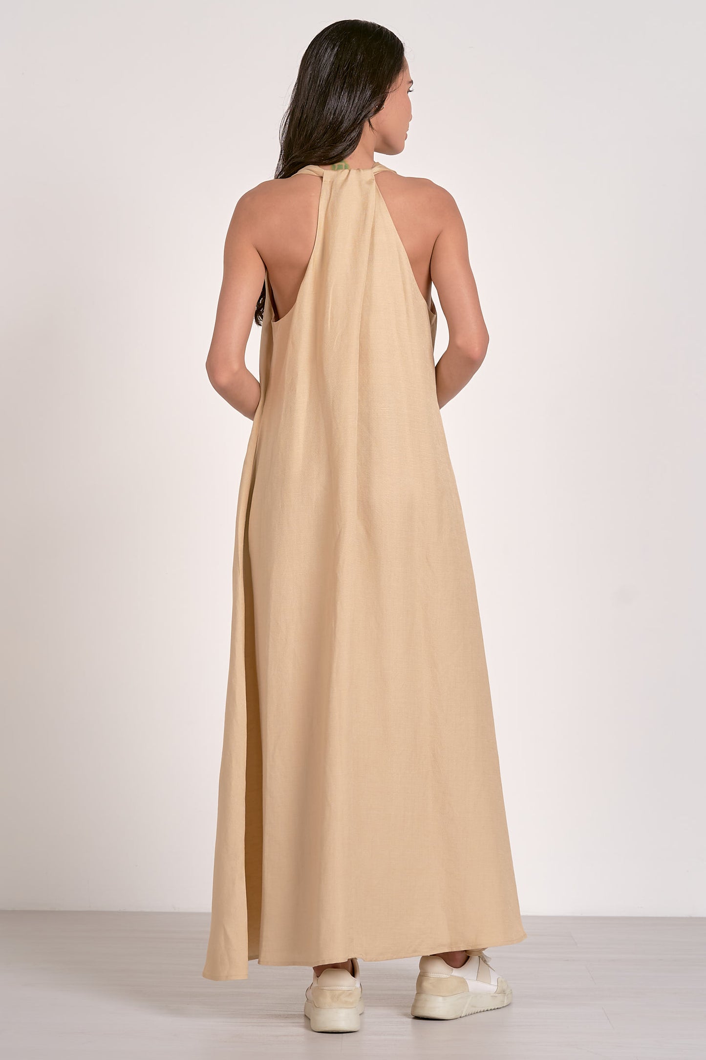 Maxi Sleeveless V-Neck Dress - Khaki