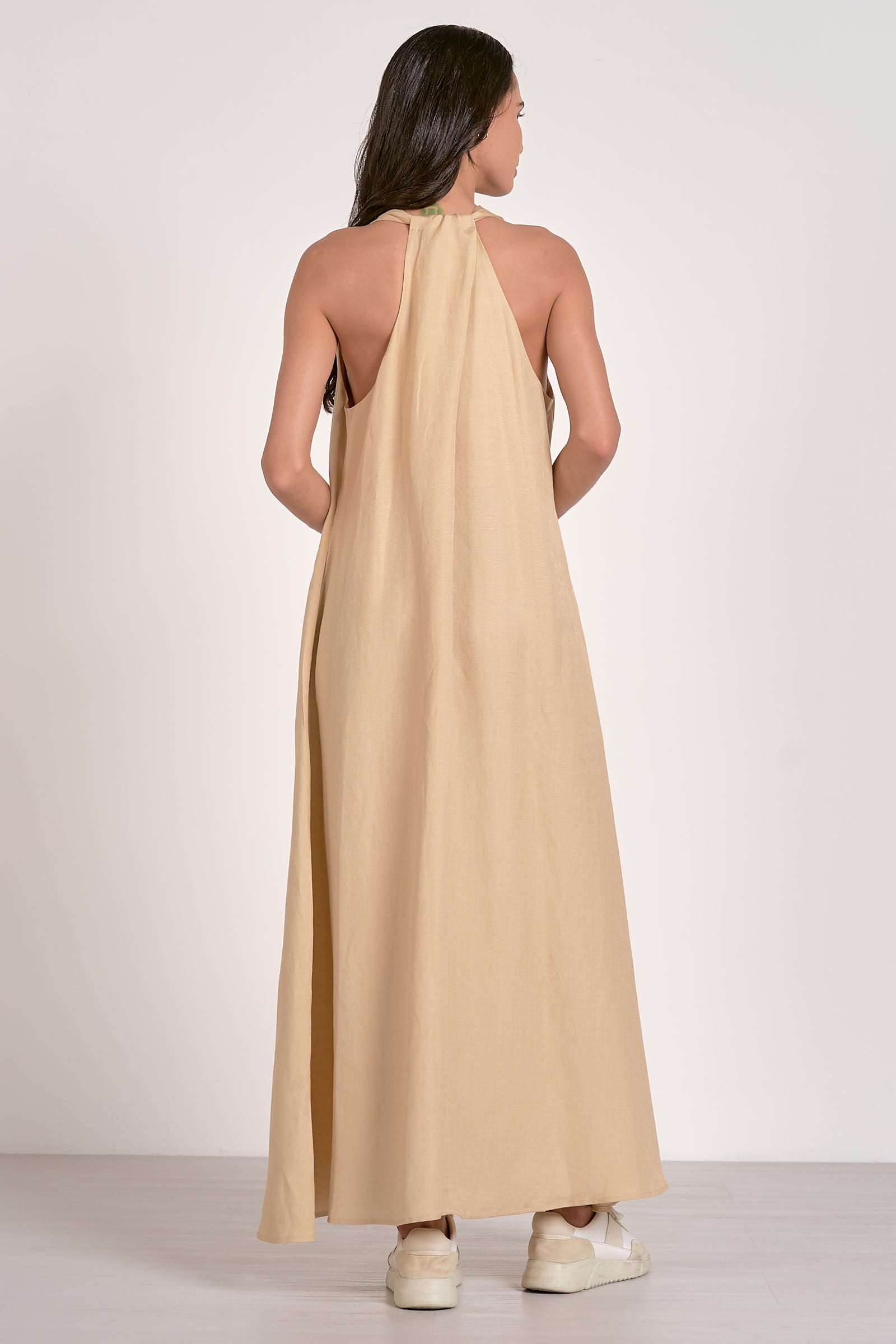 Maxi Sleeveless V-Neck Dress - Khaki