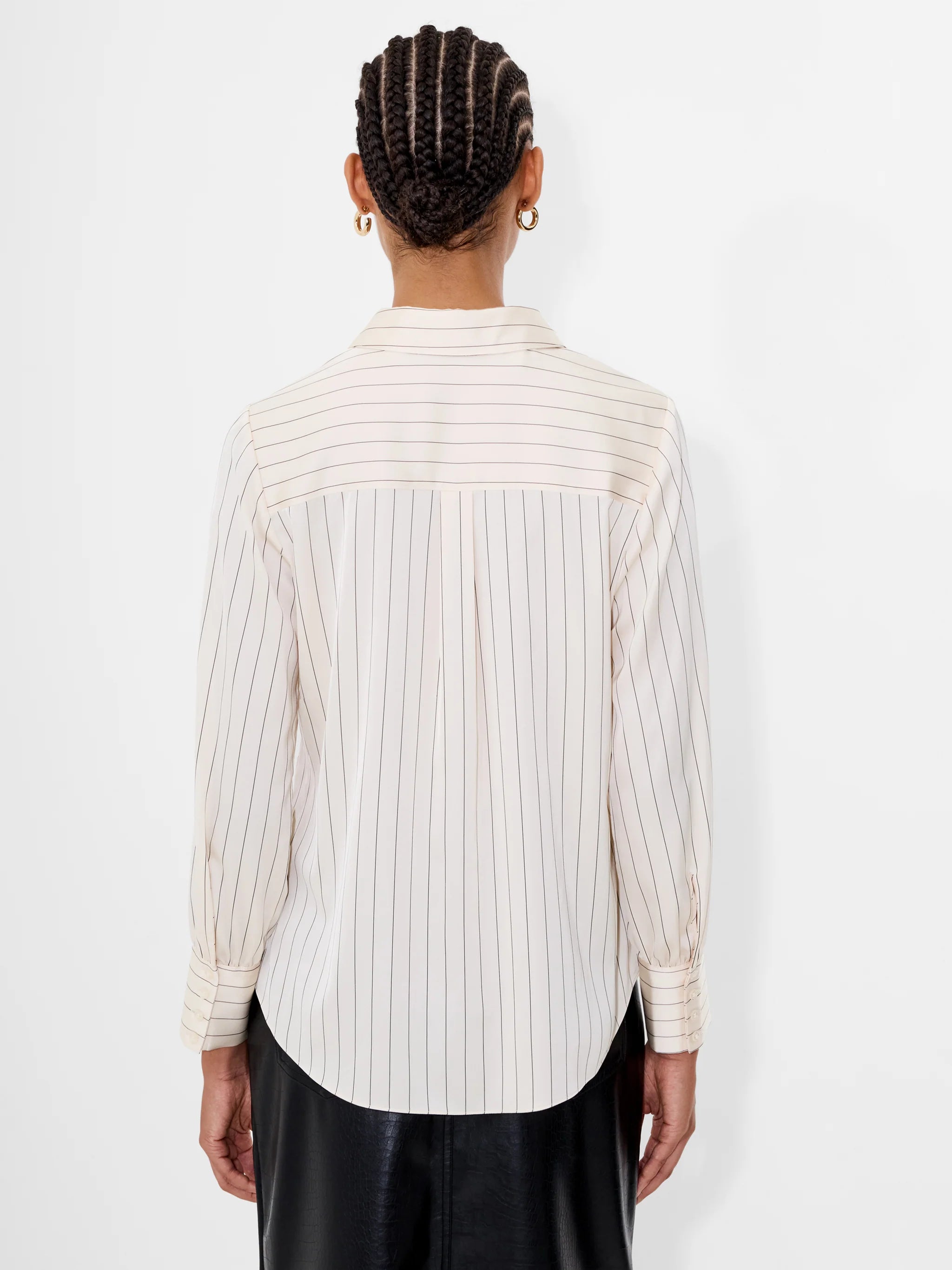 Satin Pinstripe Blouse - Porcelain Cream/Black