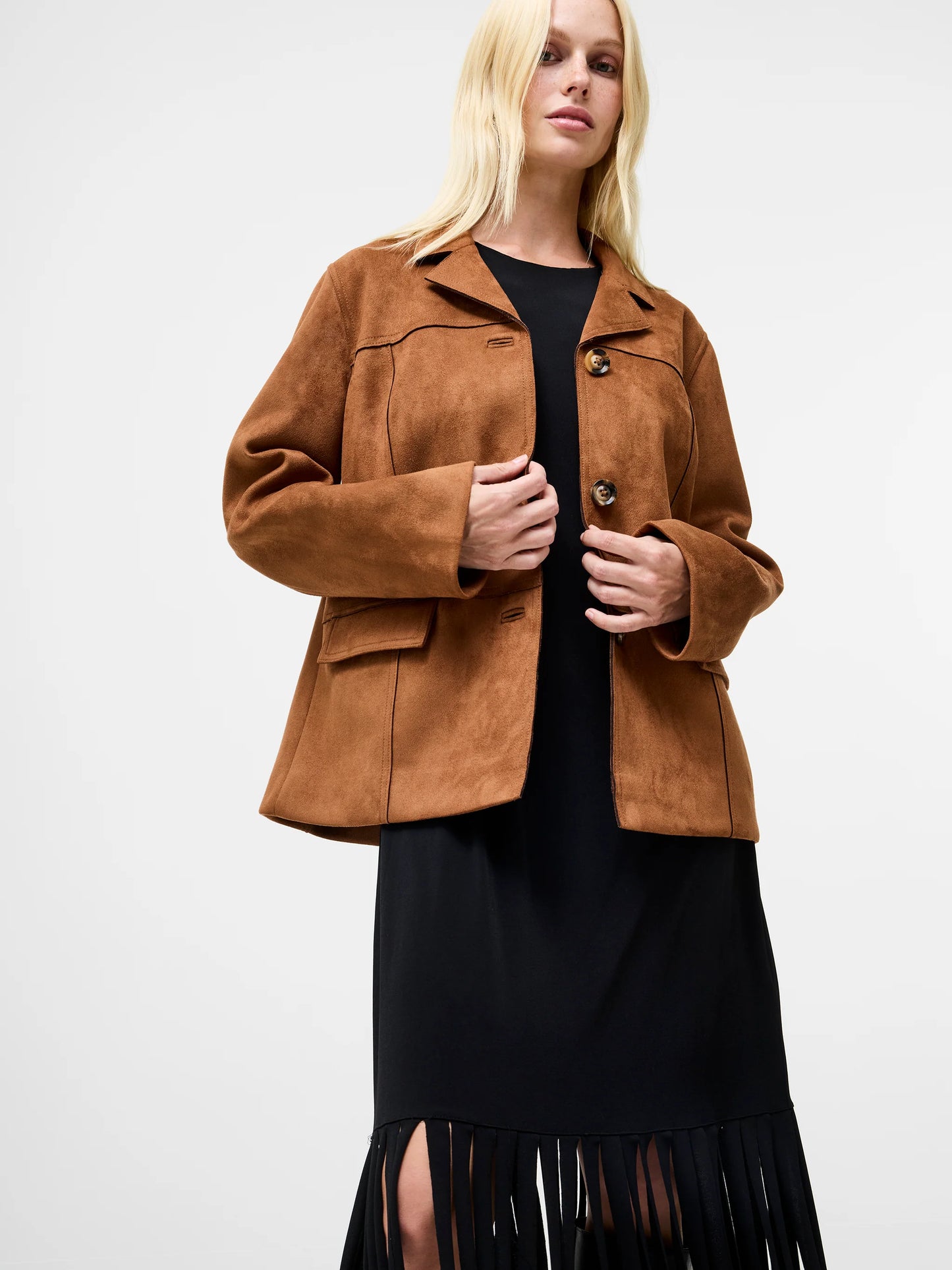 Laney Faux Suede Jacket - Tan