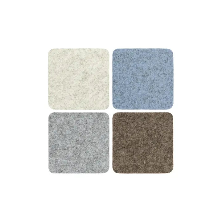 Bierfilzl Merino Wool Square Coaster Solid 4 Pack-Cobblestone