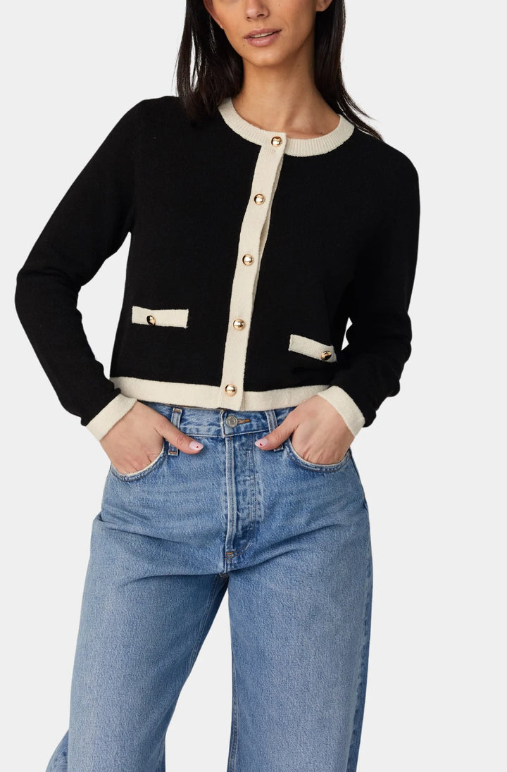 Vhari Contrast Cardigan - Black/Classic Cream