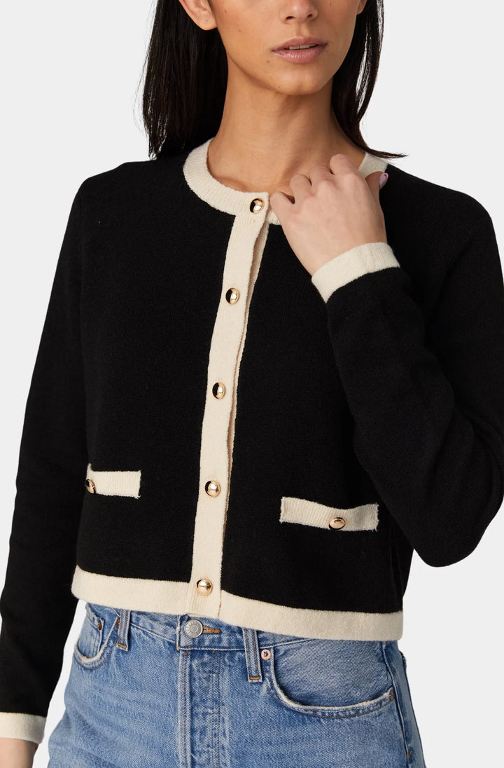Vhari Contrast Cardigan - Black/Classic Cream