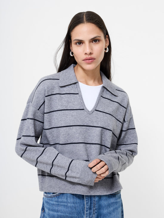 Sloane Knit Stripe Pullover - Heather Grey