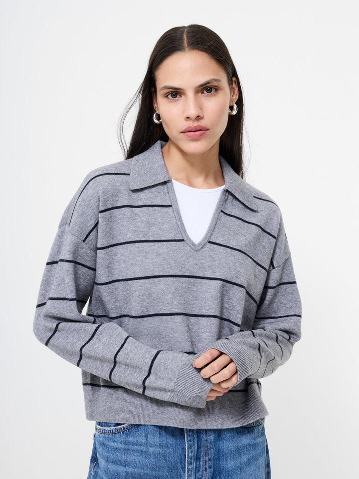 Sloane Knit Stripe Pullover - Heather Grey