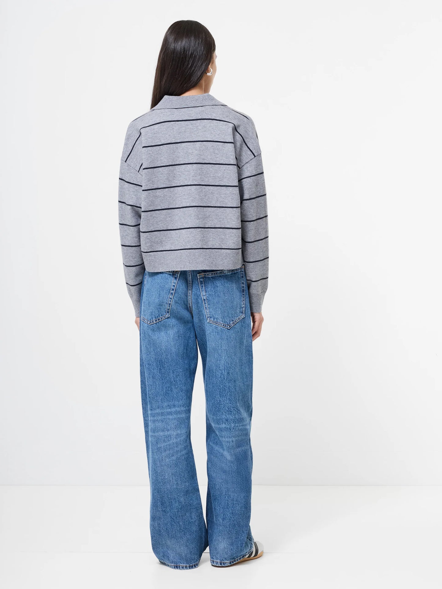 Sloane Knit Stripe Pullover - Heather Grey
