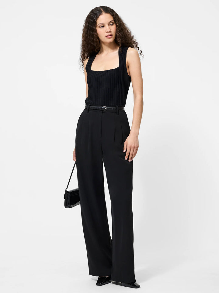 Ottoman Crinkle Sleeveless Top - Black