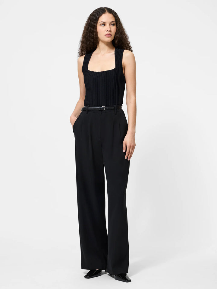Ottoman Crinkle Sleeveless Top - Black