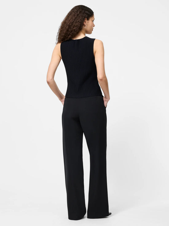 Ottoman Crinkle Sleeveless Top - Black
