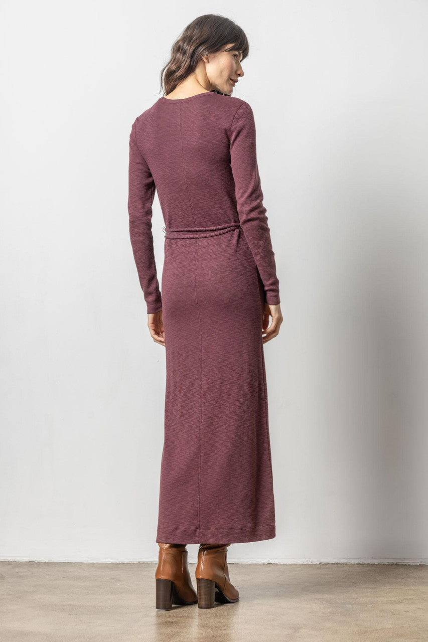 Belted Maxi Column Dress - Wine