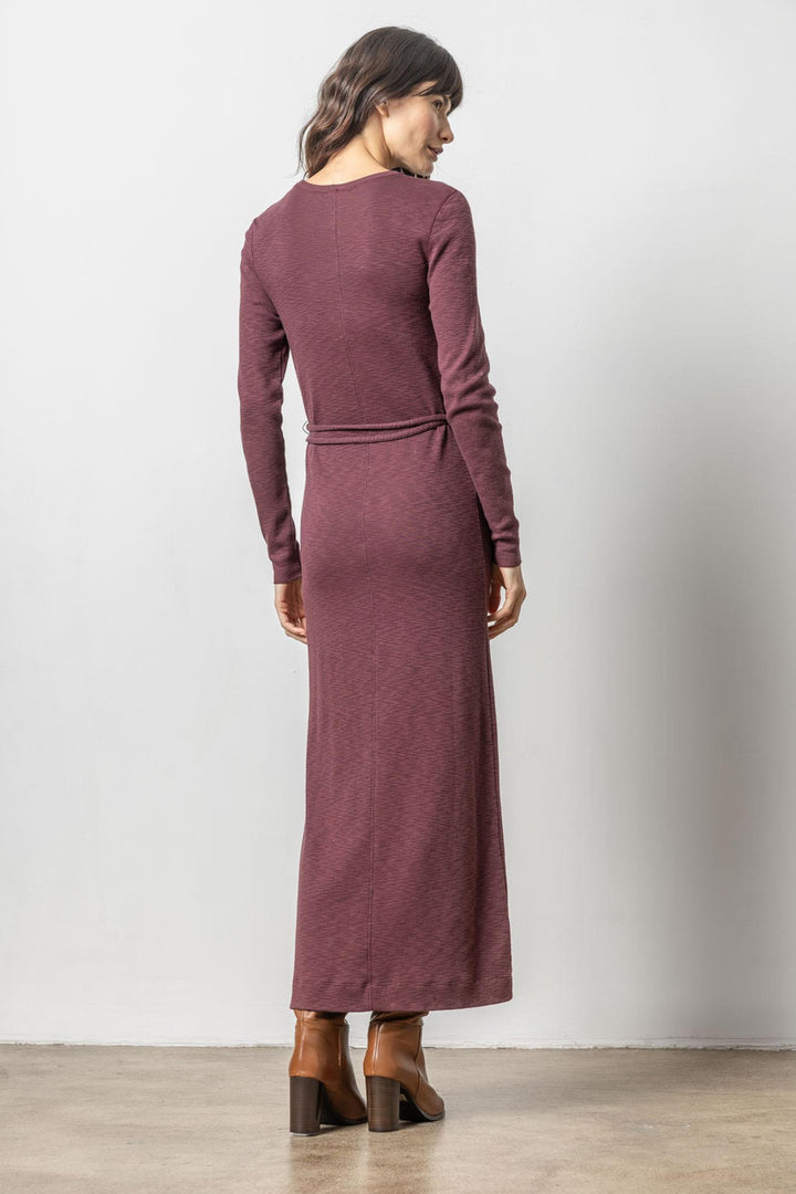 Belted Maxi Column Dress - Wine