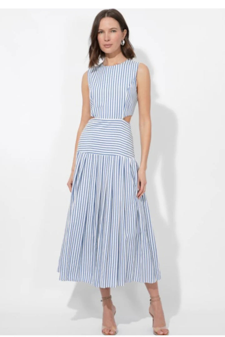 Zosia Cutout Maxi Dress - White/Blue