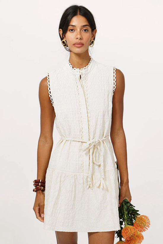 Genny Textured Sleeveless Mini Dress - Cream