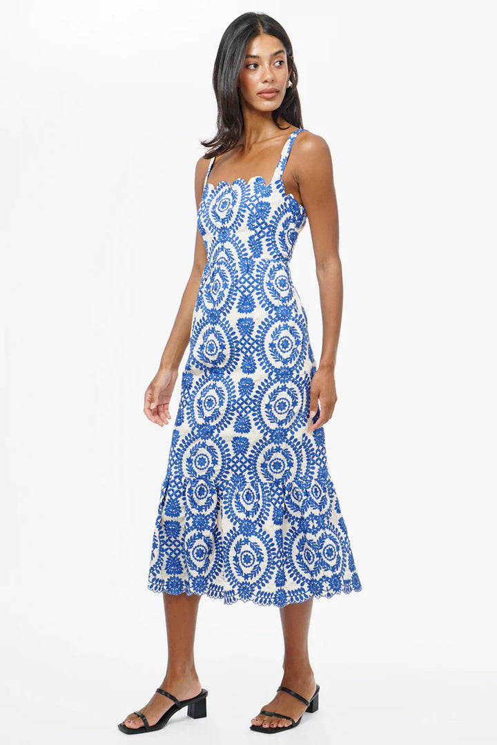 Shanna Embroidered Scalloped Midi Dress
