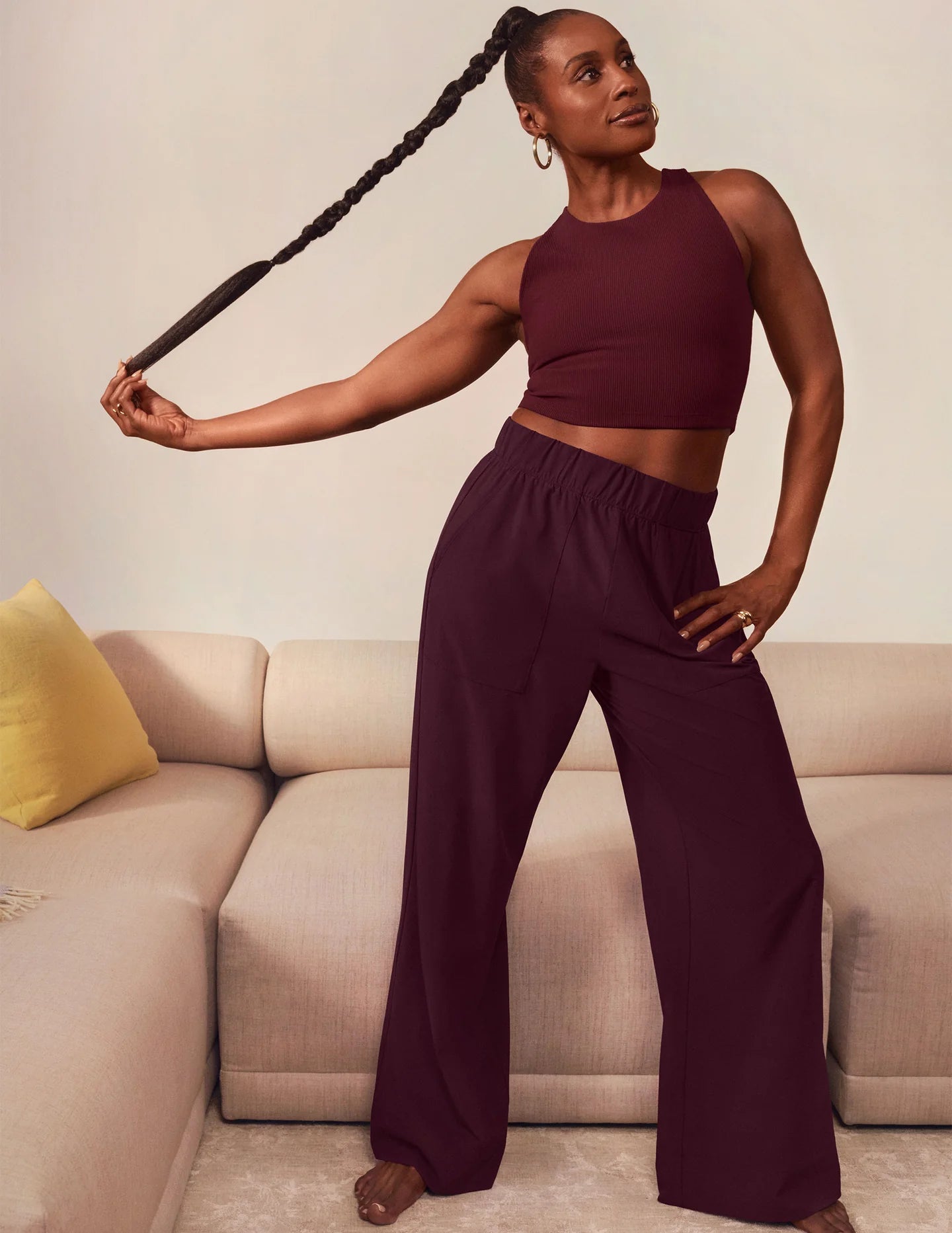Easy Wide Leg Pant - Black Cherry