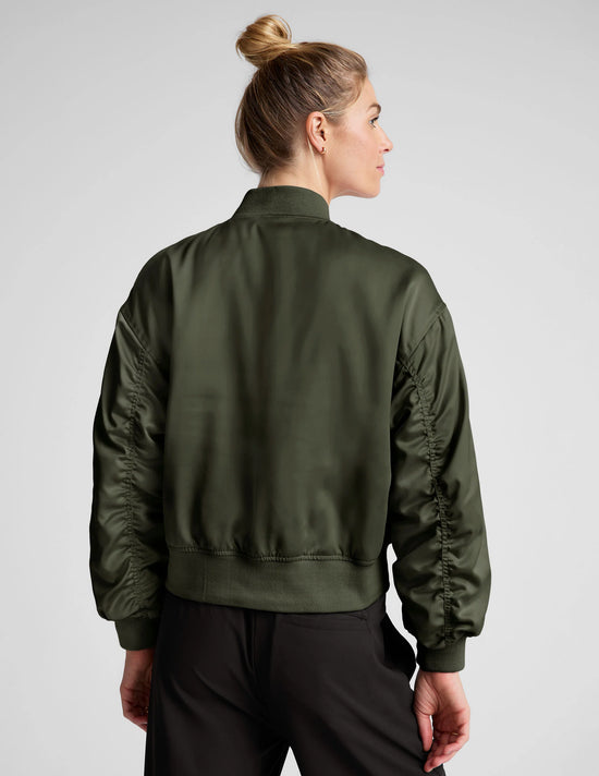 Melrose Shirred Sleeve Jacket - Forest Green