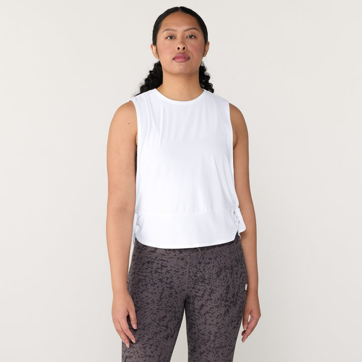 Featherweight Side Note Twist Tank - Cloud White